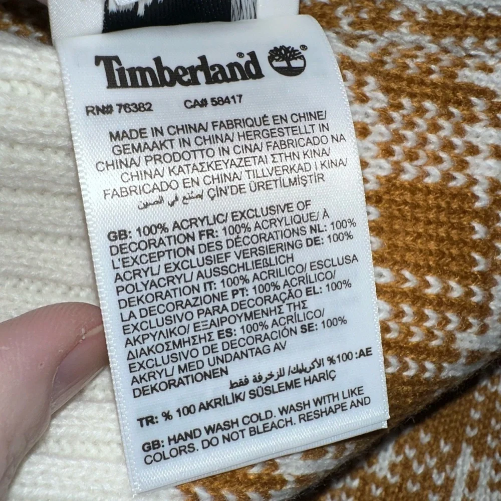 Timberland Tan and White Plaid Scarf - Picture 4 of 7
